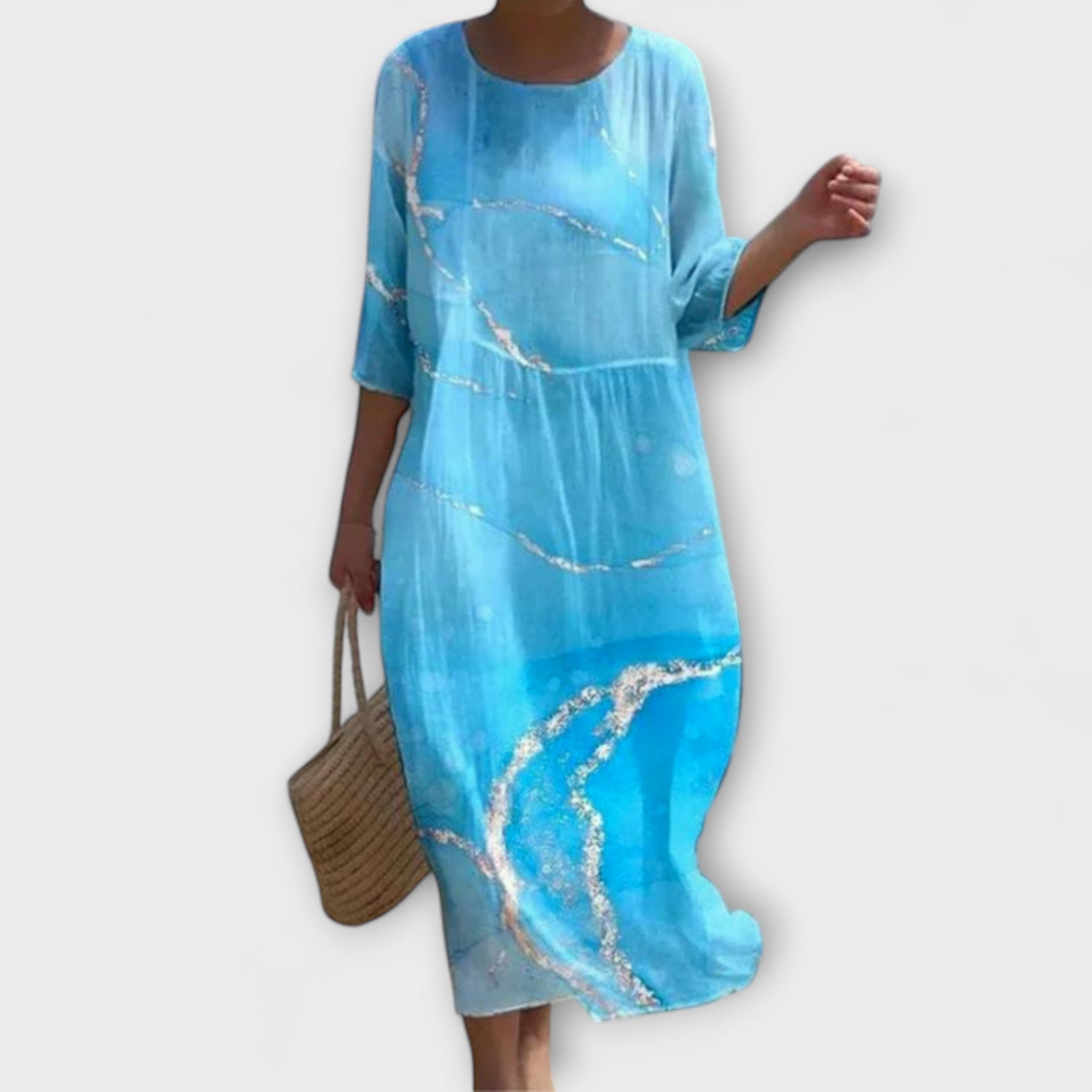 Miranda - Mintgrünes Midikleid mit Rosenmuster
