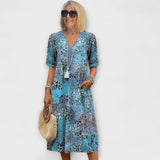 Maja - Braunes Sommerkleid mit Blütenmuster
