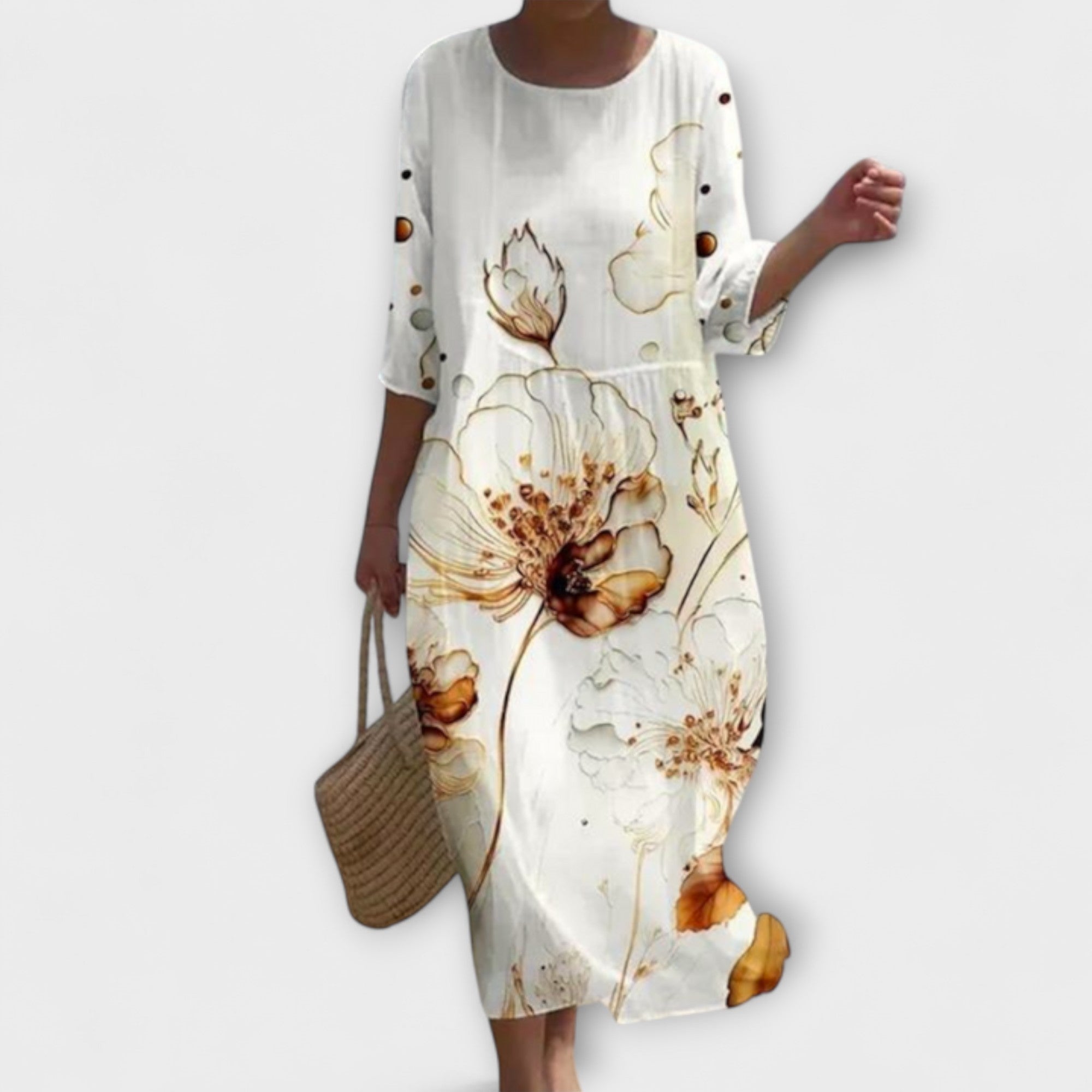 Miranda - Mintgrünes Midikleid mit Rosenmuster