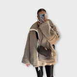 Nuage Polaire - Cremefarbene Oversized-Teddyjacke
