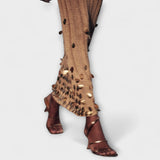 Kathleen - Goldenes Strick-Maxikleid