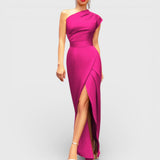 Elegantes schwarzes asymmetrisches Abendkleid