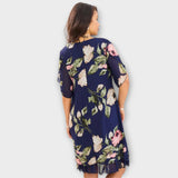 Melin - Schwarzes Chiffonkleid mit Blütenmuster