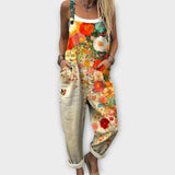 Blanka - Latzhose mit buntem Blumenmuster