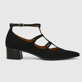 Lieselotte - Schwarze T-Steg-Pumps