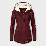 Sophie - Olivgrüne gefütterte wasserfeste Winterjacke