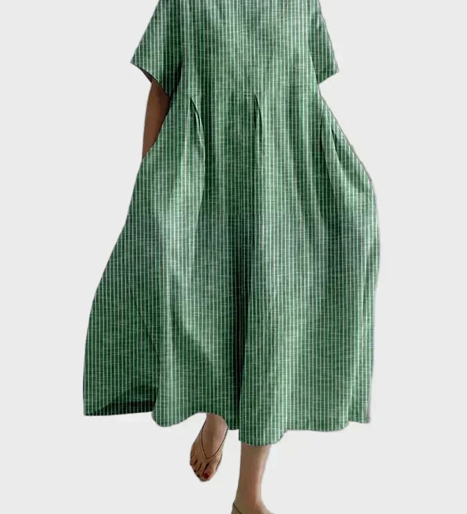 Altrosa Streifen-Leinenkleid