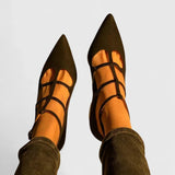 Lieselotte - Schwarze T-Steg-Pumps