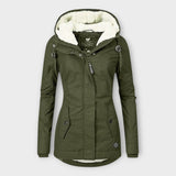 Sophie - Olivgrüne gefütterte wasserfeste Winterjacke