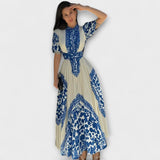 Delilah - Rot-weisses Vintage-Kleid mit Stehkragen
