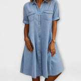 Casual A-Linien-Kleid in Jeansblau