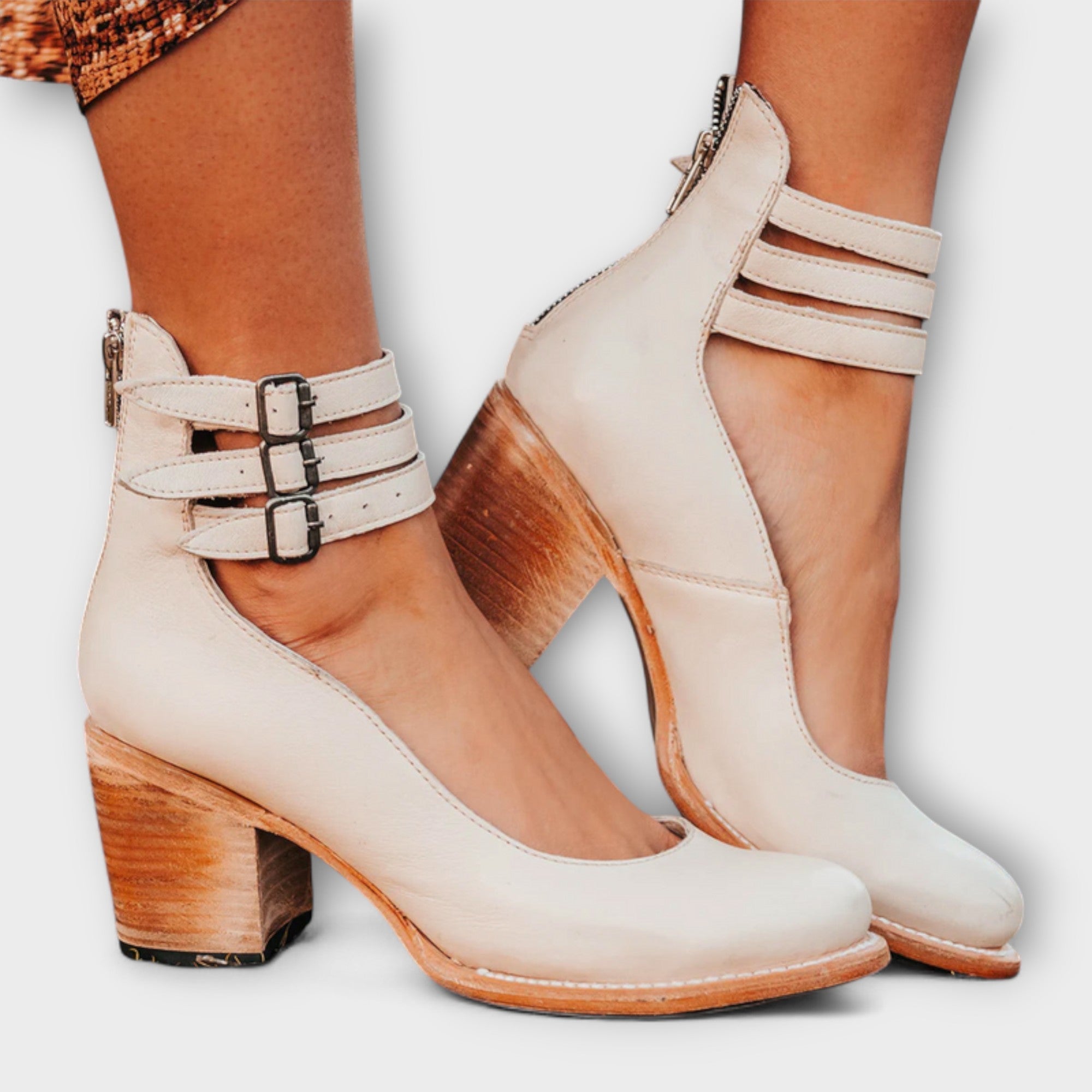 Marga - Lederstiefelette mit Drei Riemen