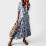 Anna - Cremefarbenes Boho-Sommerkleid mit Blütenmuster