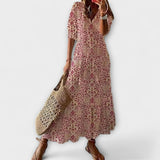 Anna - Cremefarbenes Boho-Sommerkleid mit Blütenmuster