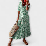 Anna - Cremefarbenes Boho-Sommerkleid mit Blütenmuster