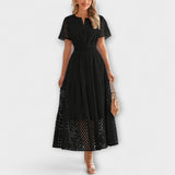 Linette - Olivgrünes Spitzen-Sommerkleid