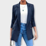 Lina - Dunkelblauer eleganter Blazer-Mantel