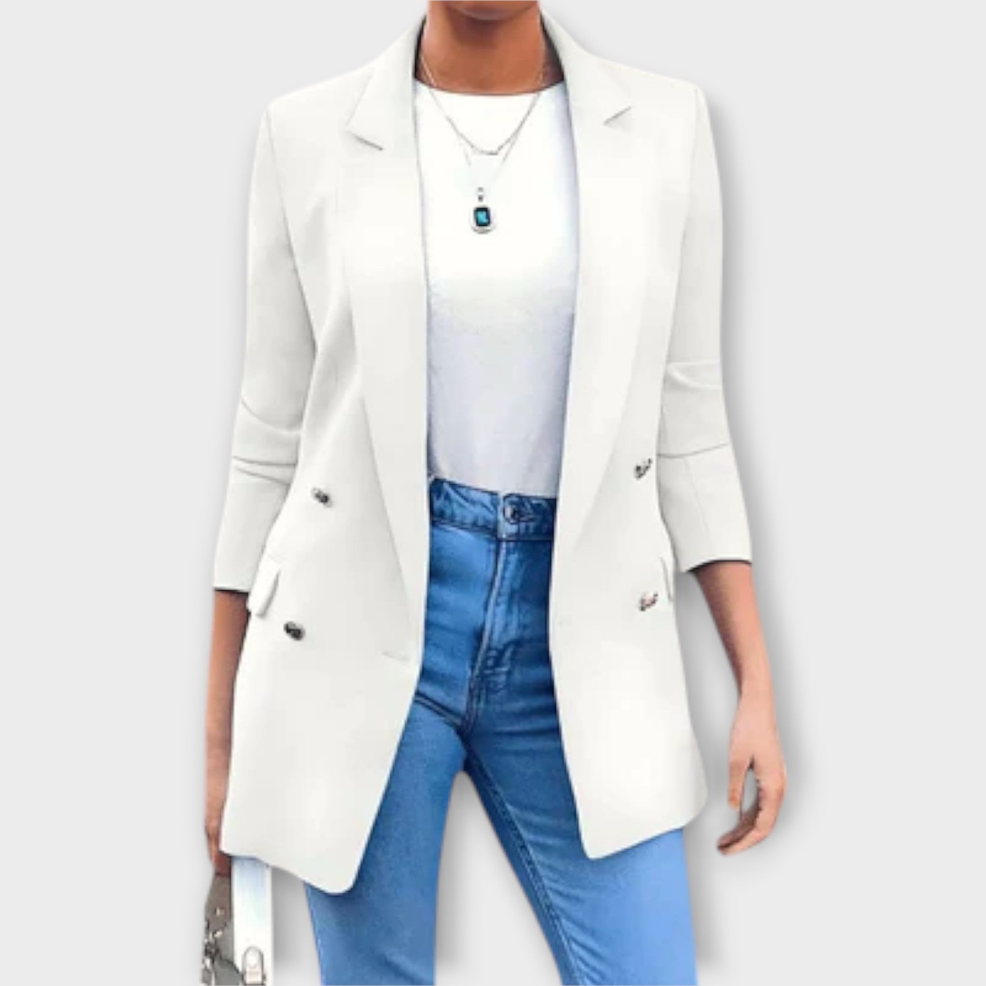 Lina - Dunkelblauer eleganter Blazer-Mantel