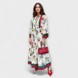 Oriana - Weisses Maxikleid mit floralem Druck