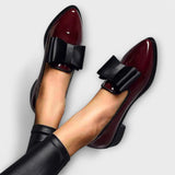 Helga - Bordeauxrote Lack-Ballerinas mit Schleife