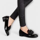 Helga - Bordeauxrote Lack-Ballerinas mit Schleife