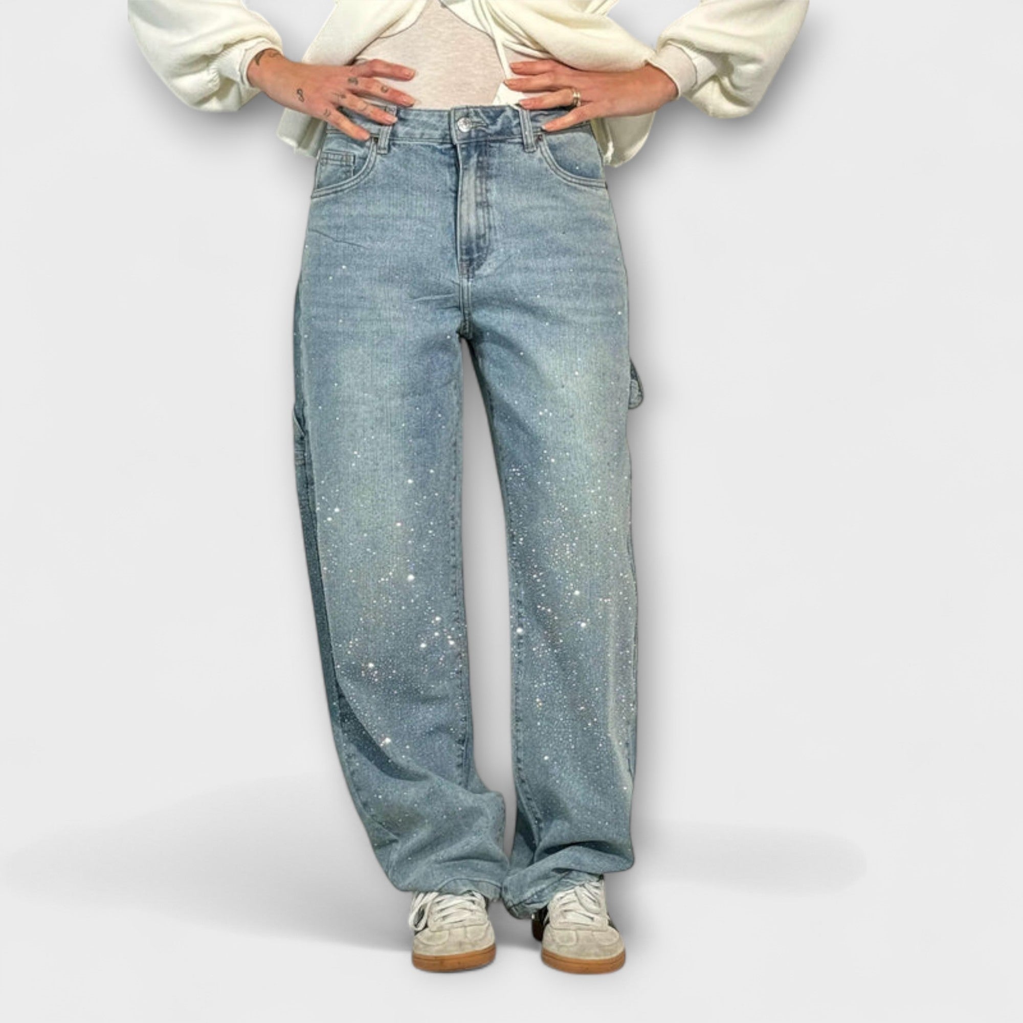 Gertrud - Glitzer-Jeans im Ballonschnitt