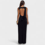 Rieke - Beiges Maxikleid mit hohem Beinschlitz