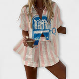 Ana - Rosa-weisses Sommer-Outfit mit Sardinenmotiv