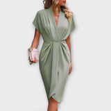 Serena - Schwarzes Midi-Wickelkleid