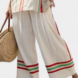 Beatriz - Cremefarbenes mediterranes Set mit Streifen