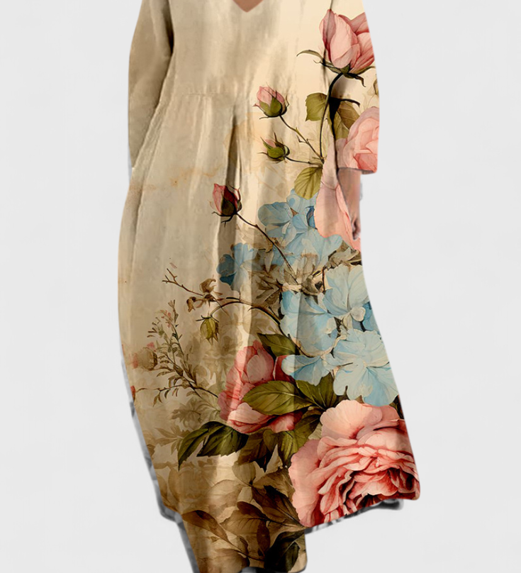 Ana - Buntes fliessendes Kleid mit Aquarellmuster
