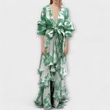 Marie - Gelbes Chiffon-Festtagskleid mit Volants