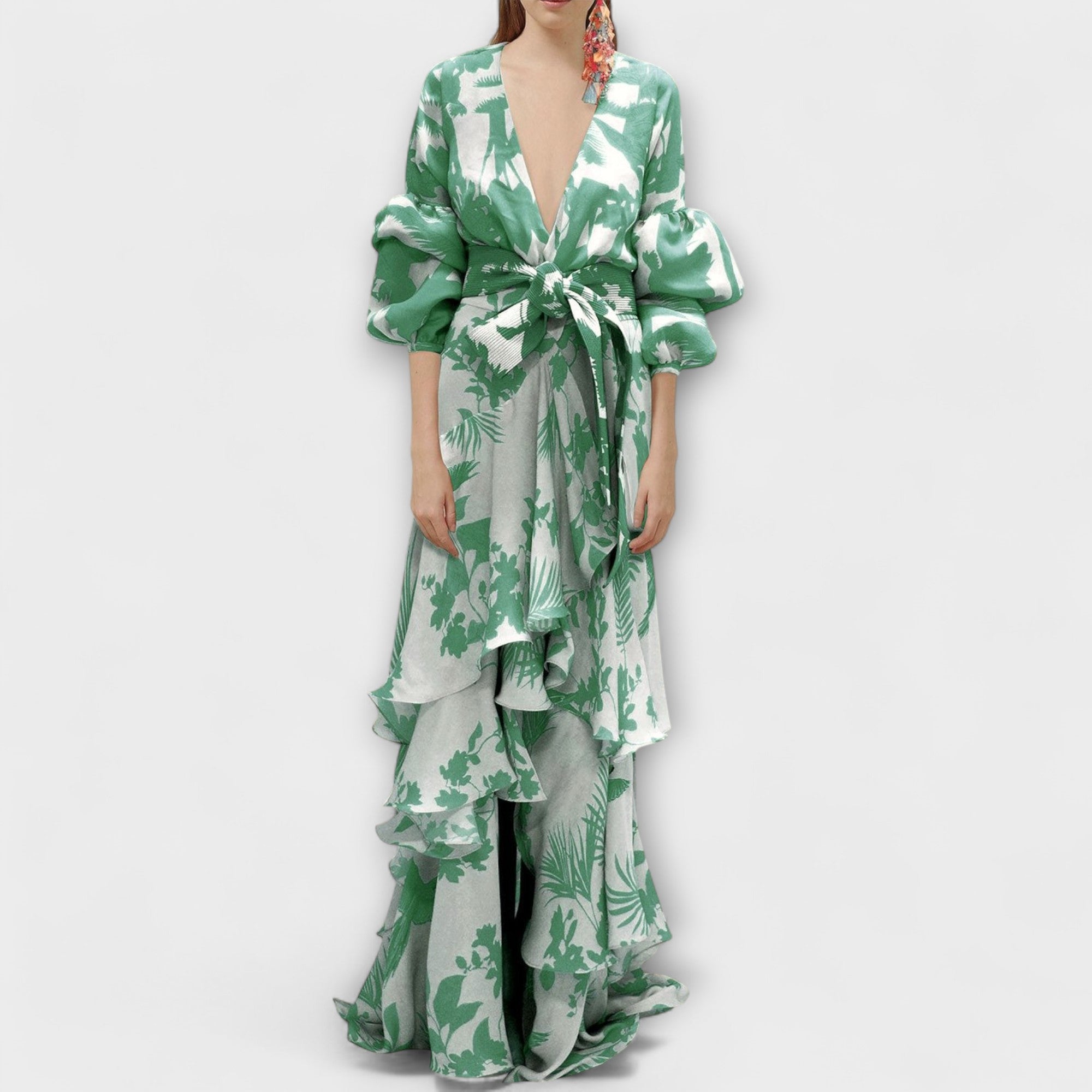 Marie - Gelbes Chiffon-Festtagskleid mit Volants