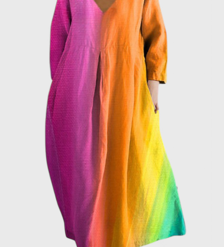 Ana - Buntes fliessendes Kleid mit Aquarellmuster
