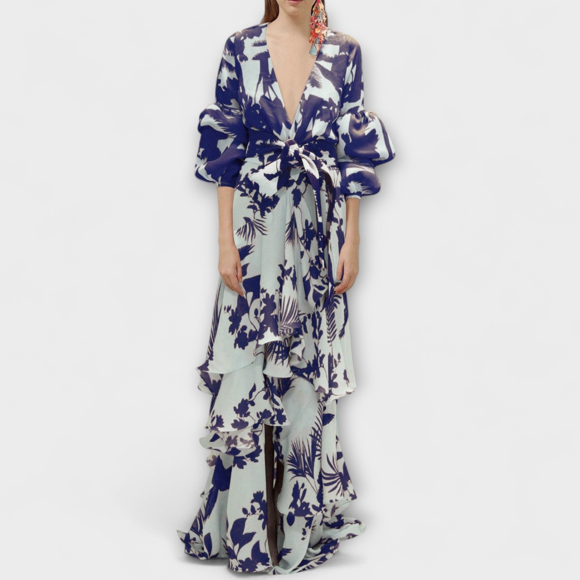 Marie - Gelbes Chiffon-Festtagskleid mit Volants