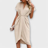Serena - Schwarzes Midi-Wickelkleid