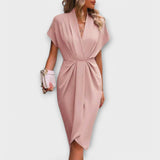 Serena - Schwarzes Midi-Wickelkleid