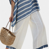 Constança - Blau-weisses mediterranes Leinen-Set mit Streifen