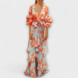 Marie - Gelbes Chiffon-Festtagskleid mit Volants
