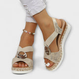 Roswitha - Beige Komfort-Sandalen
