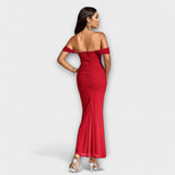 Ione - Braunes Off-Shoulder-Bodycon-Kleid
