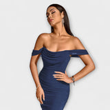 Ione - Braunes Off-Shoulder-Bodycon-Kleid