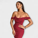 Ione - Braunes Off-Shoulder-Bodycon-Kleid