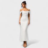 Ione - Braunes Off-Shoulder-Bodycon-Kleid