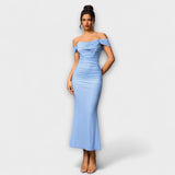 Ione - Braunes Off-Shoulder-Bodycon-Kleid