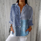 Denise - Blau-weisse Bluse mit Streifen und Tupfen