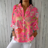 Joana - Pinke Bluse mit tropischem Blumenmuster