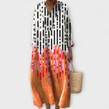 Alden - Weisses Kleid mit orangem Farbverlauf