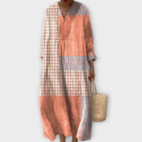 Bethany - Orange-weisses Kleid mit Patchworkmuster