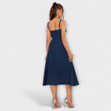 Hope - Cremefarbenes Kleid mit Rüschen und Schlitz